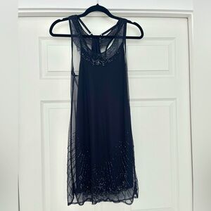 American Eagle Outfitters Navy Beaded Mini Slip Dress